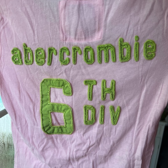 Y2K Abercrombie Pink and Green Fitted Tee 6th Div Vintage Stitched Varsity - Picture 3 of 5